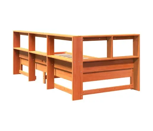 Gulta Ar Grāmatu Plauktu, Bez Matrača, 90X200 Cm, Priedes Koks Vidaxl