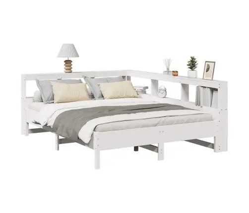 Lova Su Knygų Spinta Be Čiužinio, Balta, 140X190cm Pušis