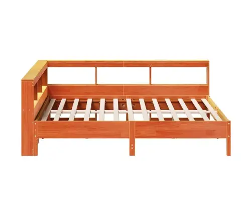 Gulta Ar Grāmatu Plauktu, Bez Matrača, 140X190 Cm, Priedes Koks Vidaxl