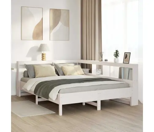 Gulta Ar Grāmatu Plauktu, Bez Matrača, 135X190 Cm, Priedes Koks Vidaxl