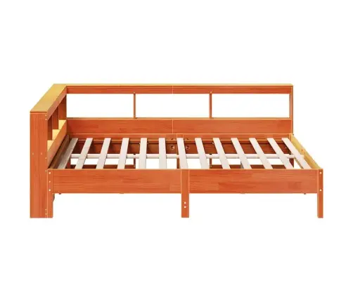 Gulta Ar Grāmatu Plauktu, Bez Matrača, 135X190 Cm, Priedes Koks Vidaxl