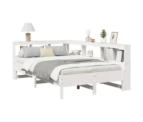 Gulta Ar Grāmatu Plauktu, Bez Matrača, 120X190 Cm, Priedes Koks Vidaxl