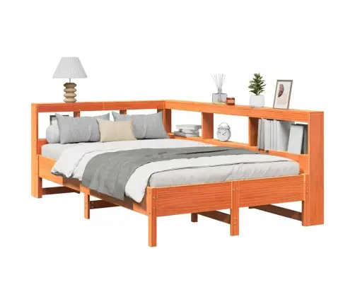 Lova Be Čiužinio/Su Knygų Lentyna, Vaško Ruda, 120X190cm Pušis