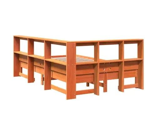 Lova Be Čiužinio/Su Knygų Lentyna, Vaško Ruda, 120X190cm Pušis