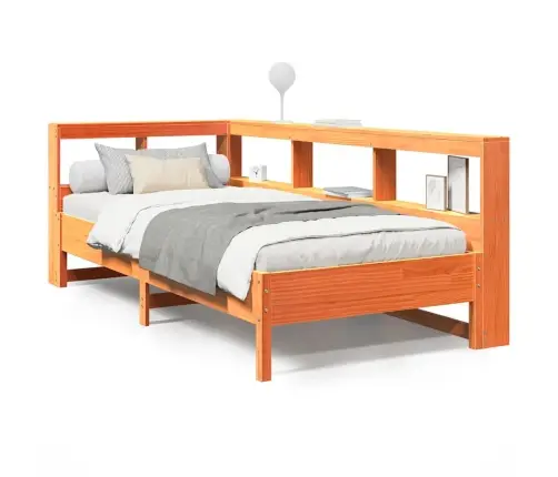 Gulta Ar Grāmatu Plauktu, Bez Matrača, 75X190 Cm, Priede Vidaxl