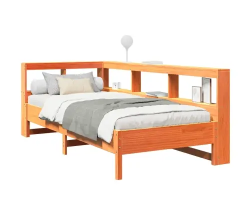 Gulta Ar Grāmatu Plauktu, Bez Matrača, 75X190 Cm, Priede Vidaxl