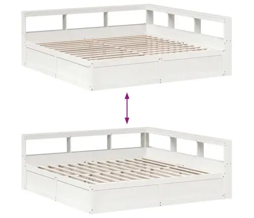 Gulta Ar Grāmatu Plauktu, Bez Matrača, 200X200 Cm, Priedes Koks Vidaxl