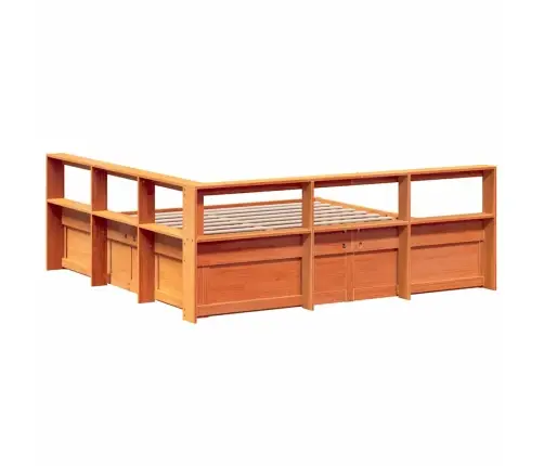 Gulta Ar Grāmatu Plauktu, Bez Matrača, 200X200 Cm, Priedes Koks Vidaxl