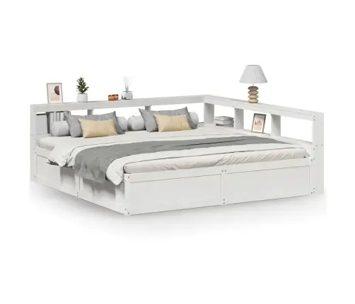 Gulta Ar Grāmatu Plauktu, Bez Matrača, 180X200 Cm, Priedes Koks Vidaxl