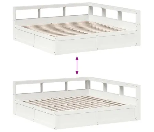 Gulta Ar Grāmatu Plauktu, Bez Matrača, 180X200 Cm, Priedes Koks Vidaxl