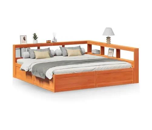 Lova Su Knygų Spinta Be Čiužinio, Ruda, 180X200cm Pušis