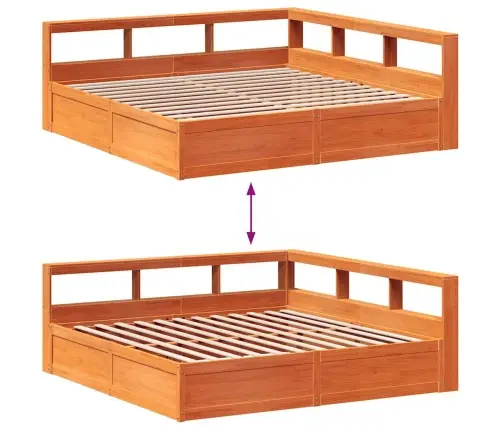 Lova Su Knygų Spinta Be Čiužinio, Ruda, 180X200cm Pušis