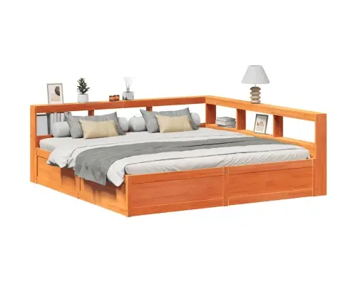 Lova Su Knygų Spinta Be Čiužinio, Ruda, 180X200cm Pušis