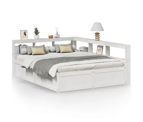 Gulta Ar Grāmatu Plauktu, Bez Matrača, 160X200 Cm, Priedes Koks Vidaxl