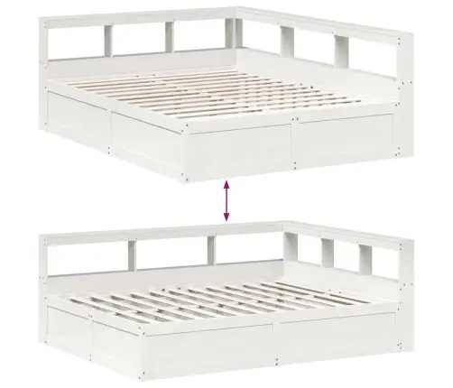 Gulta Ar Grāmatu Plauktu, Bez Matrača, 160X200 Cm, Priedes Koks Vidaxl