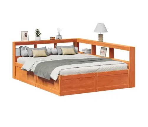 Riiuliga Voodi Ilma Madratsita, Vahapruun, 160X200cm Männipuit