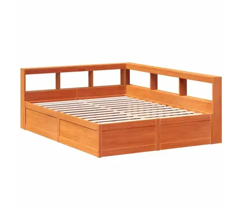 Gulta Ar Grāmatu Plauktu, Bez Matrača, 150X200 Cm, Priedes Koks Vidaxl