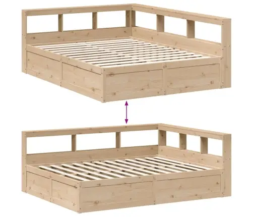 Riiuliga Voodiraam Ilma Madratsita, 140X200 cm Männipuit