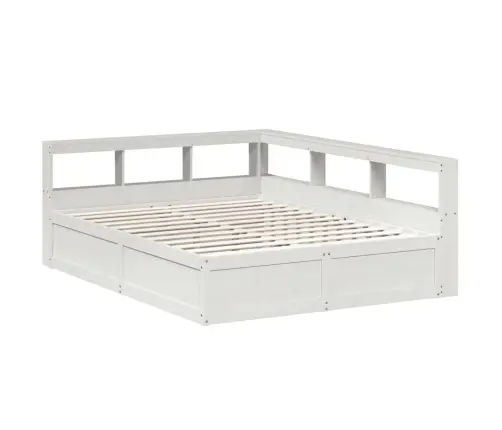 Lova Su Knygų Spinta Be Čiužinio, Balta, 140X200cm Pušis