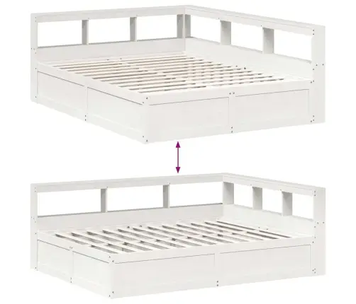 Lova Su Knygų Spinta Be Čiužinio, Balta, 140X200cm Pušis