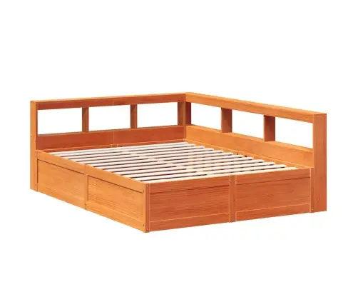 Gulta Ar Grāmatu Plauktu, Bez Matrača, 140X200 Cm, Priedes Koks Vidaxl