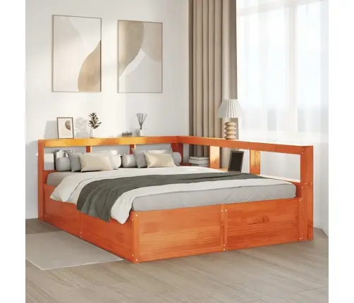 Gulta Ar Grāmatu Plauktu, Bez Matrača, 140X200 Cm, Priedes Koks Vidaxl