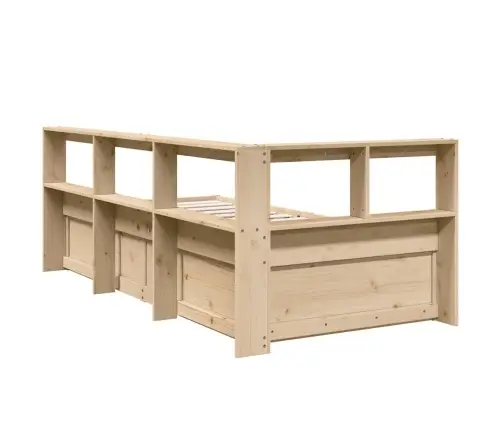 Lova Su Knygų Spinta Be Čiužinio, 100X200cm Pušies Masyvas