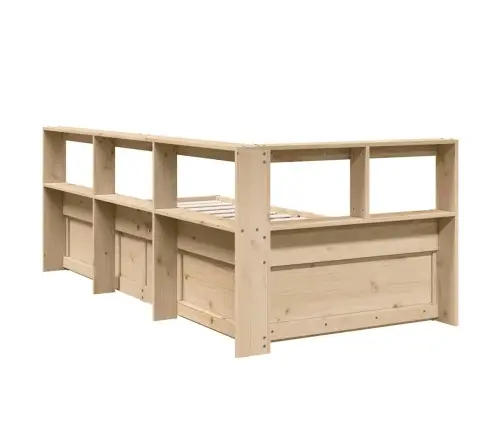 Lova Su Knygų Spinta Be Čiužinio, 90X200cm Pušies Masyvas