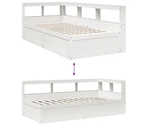 Gulta Ar Grāmatu Plauktu, Bez Matrača, 90X200 Cm, Priedes Koks Vidaxl