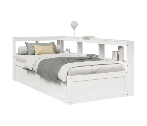 Gulta Ar Grāmatu Plauktu, Bez Matrača, 90X200 Cm, Priedes Koks Vidaxl