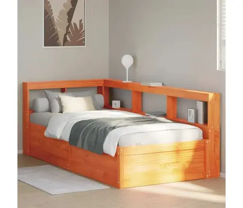 Gulta Ar Grāmatu Plauktu, Bez Matrača, 90X200 Cm, Priedes Koks Vidaxl