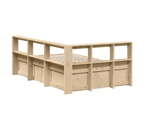 Gulta Ar Grāmatu Plauktu, Bez Matrača, 140X190 Cm, Priedes Koks Vidaxl