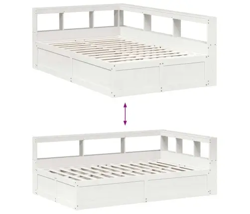 Riiuliga Voodiraam Ilma Madratsita, Valge, 135X190cm Männipuit