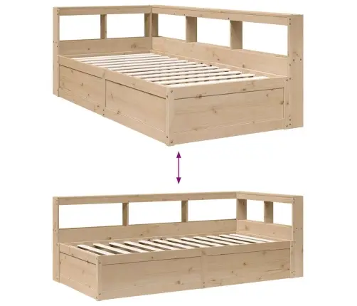 Riiuliga Voodiraam Ilma Madratsita, 75X190 cm Männipuit