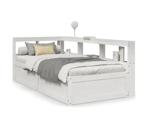 Lova Su Knygų Spinta Be Čiužinio, Balta, 75X190cm Pušis