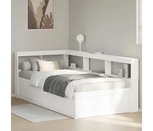 Lova Su Knygų Spinta Be Čiužinio, Balta, 75X190cm Pušis