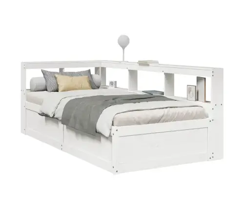 Lova Su Knygų Spinta Be Čiužinio, Balta, 75X190cm Pušis