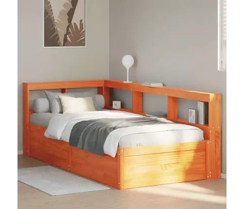 Gulta Ar Grāmatu Plauktu, Bez Matrača, 75X190 Cm, Priede Vidaxl