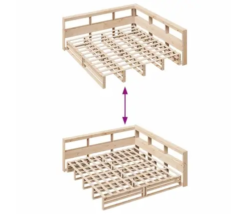Gulta Ar Grāmatu Plauktu, Bez Matrača, 200X200 Cm, Priedes Koks Vidaxl