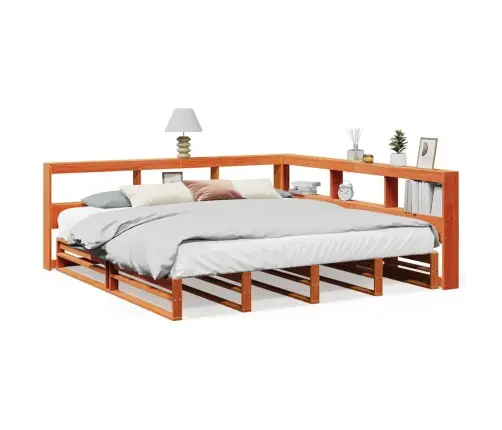 Riiuliga Voodi Ilma Madratsita, Vahapruun, 200X200cm Männipuit