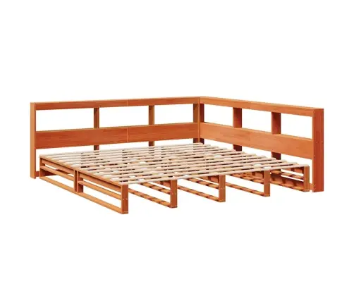 Riiuliga Voodi Ilma Madratsita, Vahapruun, 200X200cm Männipuit