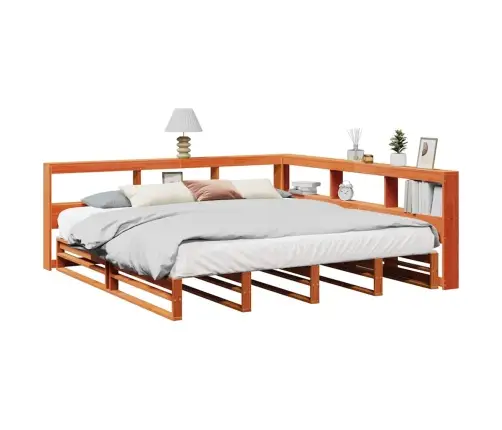 Riiuliga Voodi Ilma Madratsita, Vahapruun, 200X200cm Männipuit