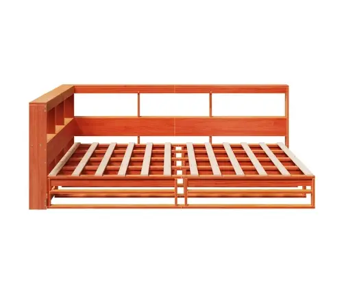 Gulta Ar Grāmatu Plauktu, Bez Matrača, 150X200 Cm, Priedes Koks Vidaxl