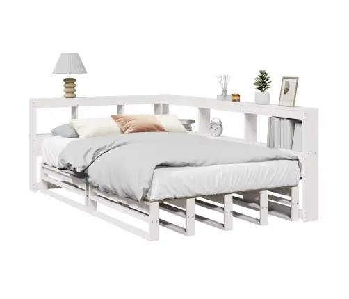 Gulta Ar Grāmatu Plauktu, Bez Matrača, 120X200 Cm, Priedes Koks Vidaxl