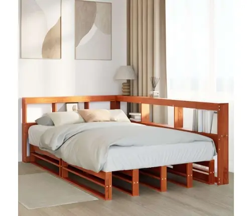 Lova Be Čiužinio/Su Knygų Lentyna, Vaško Ruda, 120X200cm Pušis