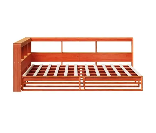 Lova Be Čiužinio/Su Knygų Lentyna, Vaško Ruda, 120X200cm Pušis