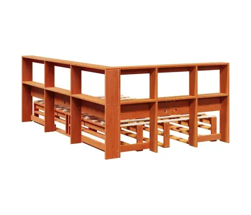 Lova Be Čiužinio/Su Knygų Lentyna, Vaško Ruda, 120X200cm Pušis