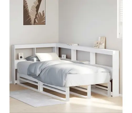 Riiuliga Voodiraam Ilma Madratsita, Valge, 100X200cm Männipuit