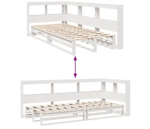 Riiuliga Voodiraam Ilma Madratsita, Valge, 100X200cm Männipuit