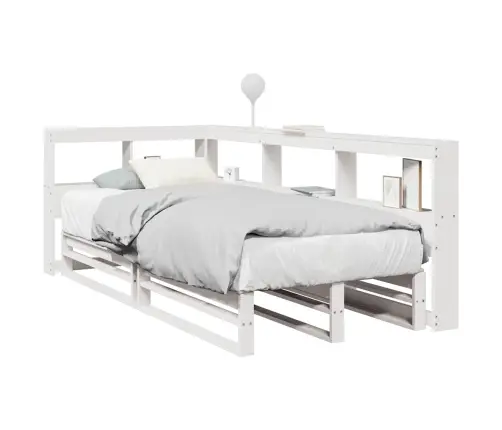 Riiuliga Voodiraam Ilma Madratsita, Valge, 100X200cm Männipuit